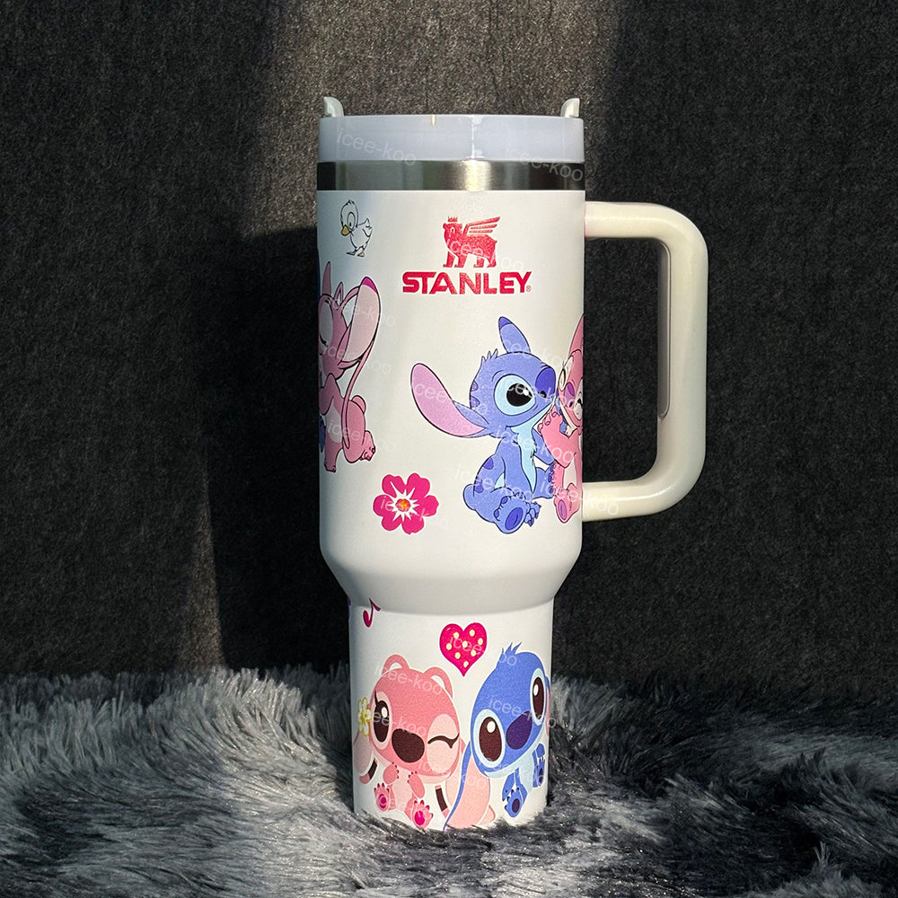 40oz Blue Happy Stitch Tumbler