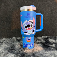 40oz Blue Happy Stitch Tumbler