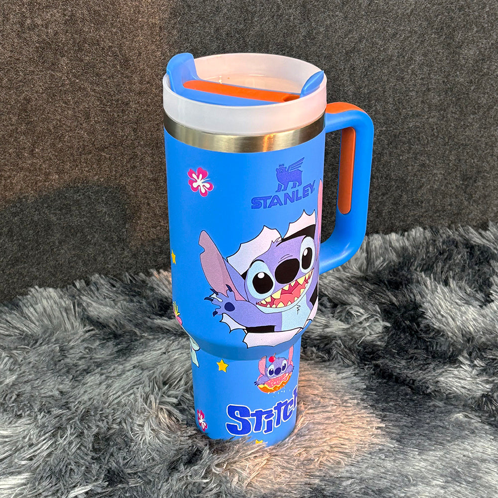 40oz Blue Happy Stitch Tumbler
