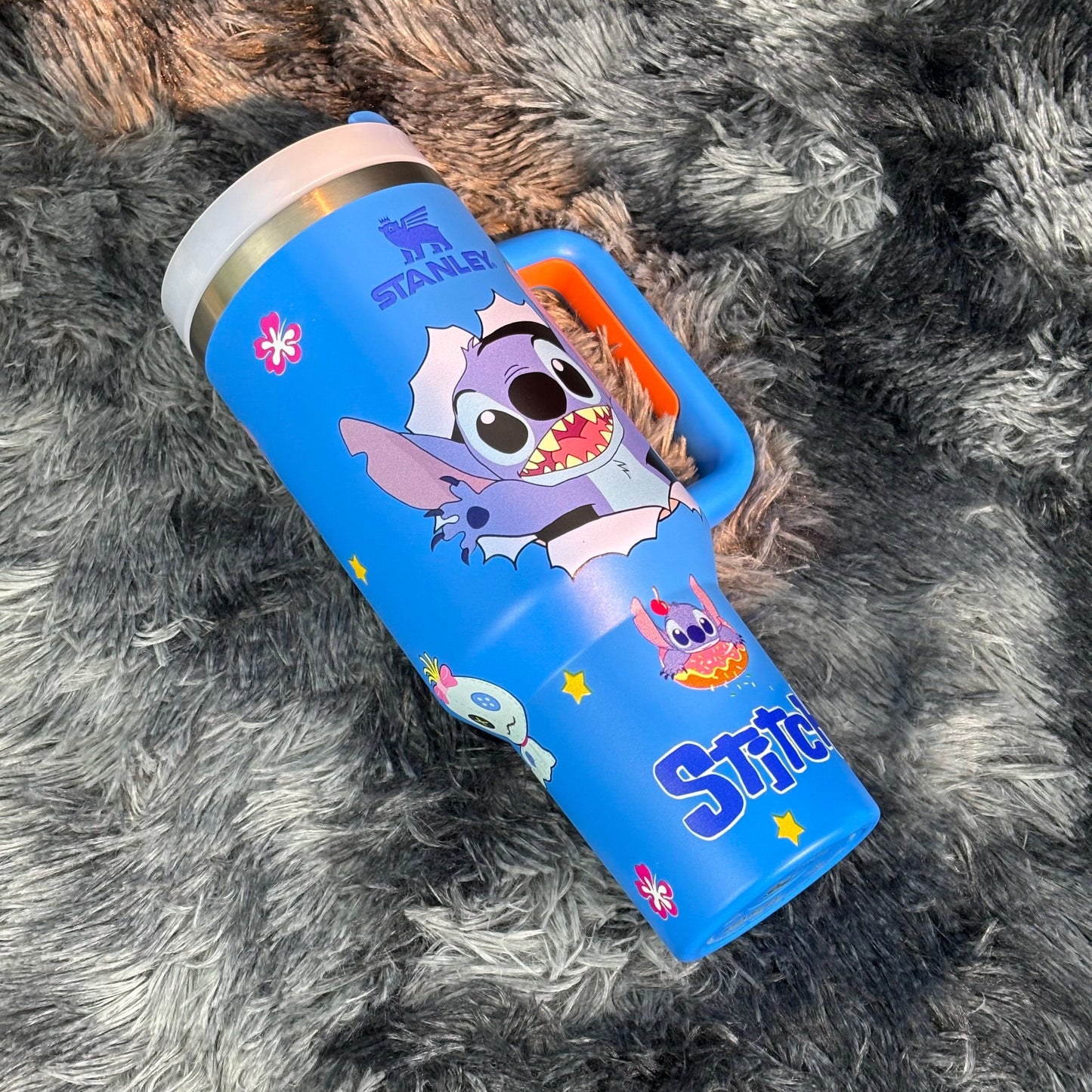 40oz Blue Happy Stitch Tumbler