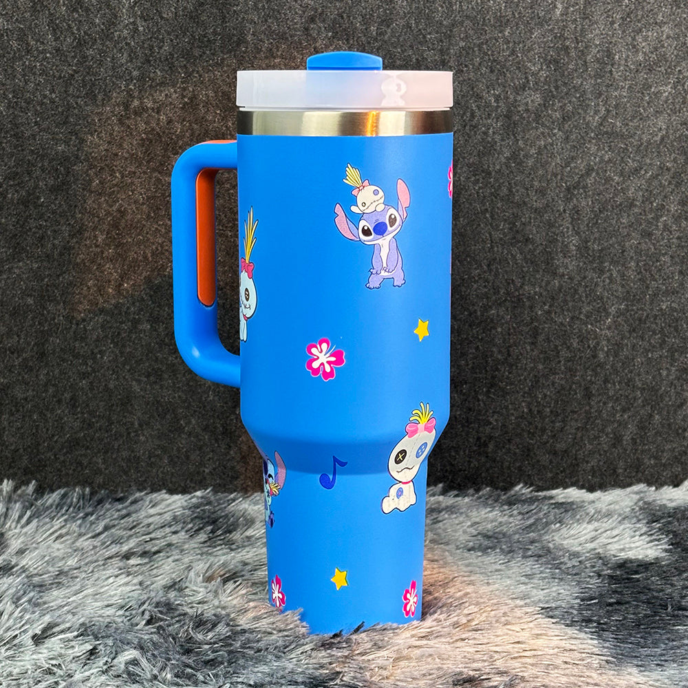 40oz Blue Happy Stitch Tumbler