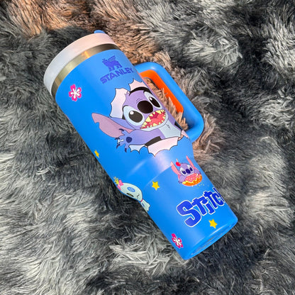 40oz Blue Happy Stitch Tumbler
